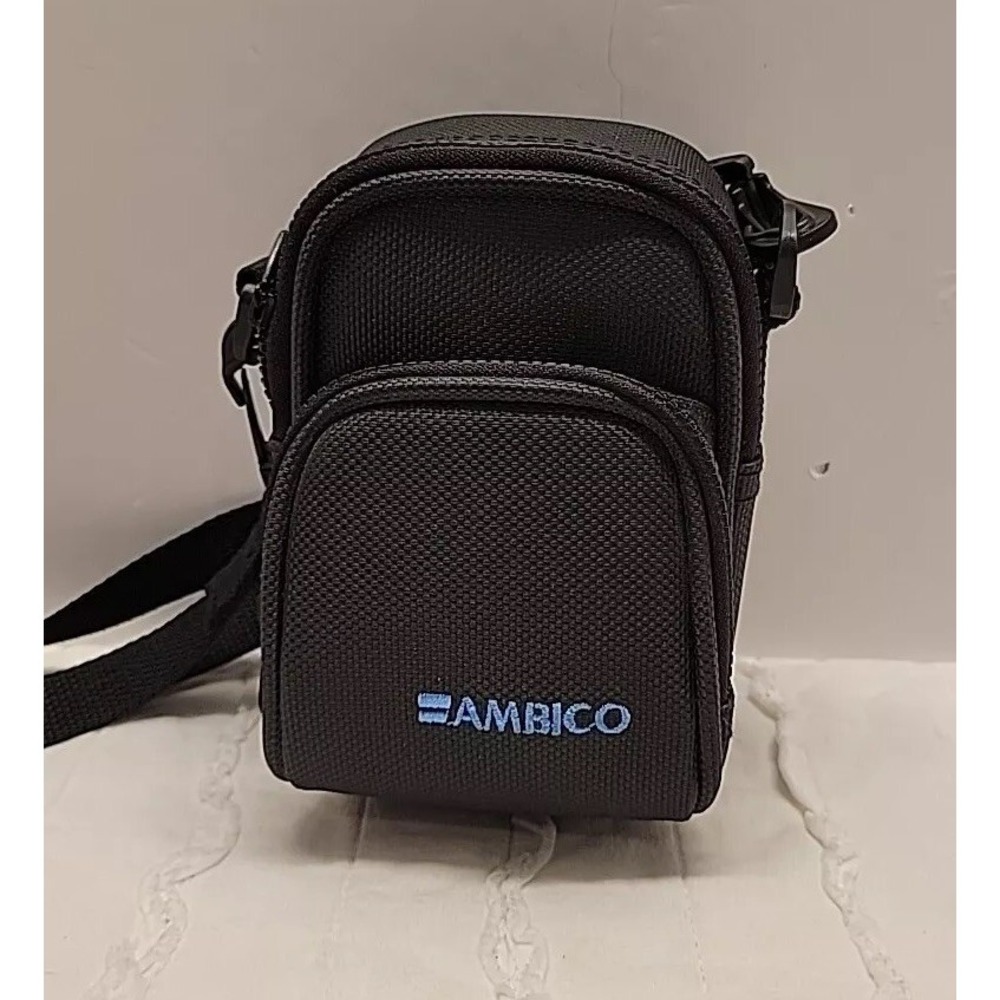 Ambico Shoulder Strap Camera Case 6x4" Black 2 Zippered Pockets